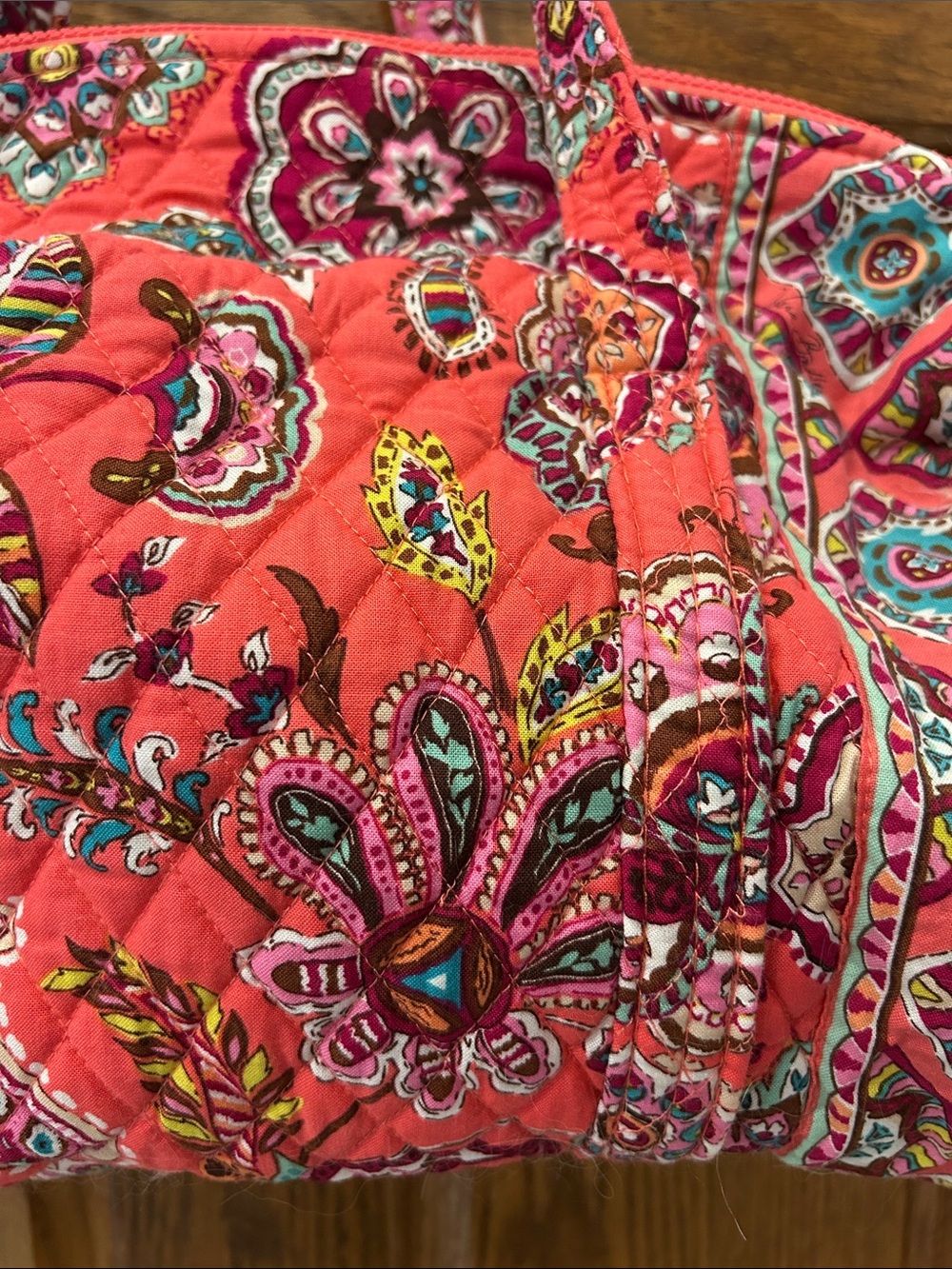 Vera Bradley Quilted Duffel in Coral Floral Print image 2